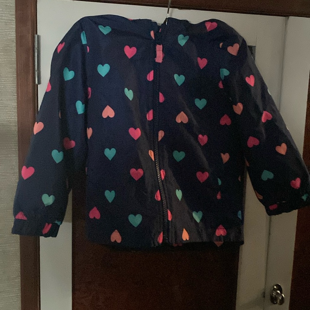 Carter’s Girl’s blue rain jacket with hearts size 4t